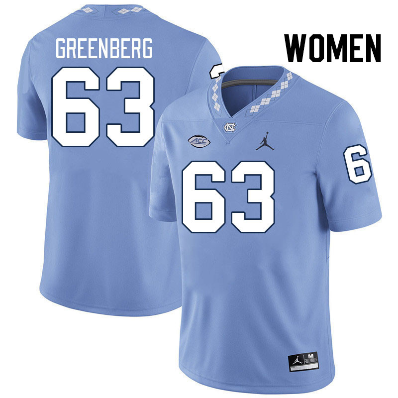 Women #63 Zach Greenberg North Carolina Tar Heels College Football Jerseys Stitched-Carolina Blue